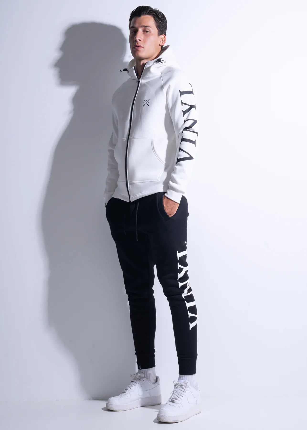 Vinyl Zip Through Hoodie - White