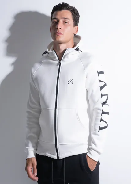 Vinyl Zip Through Hoodie - White