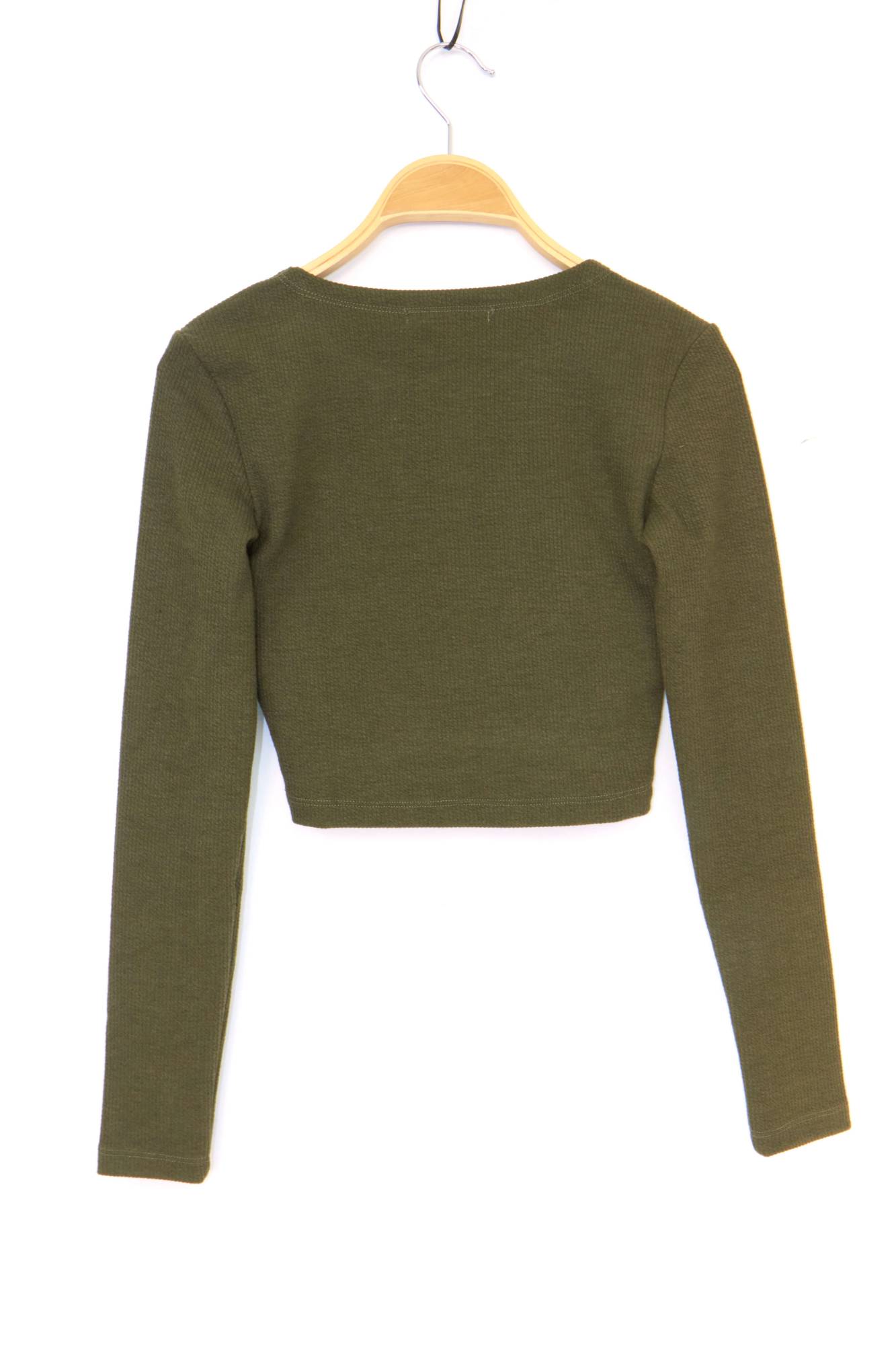 Long Sleeve Crop Top - Khaki