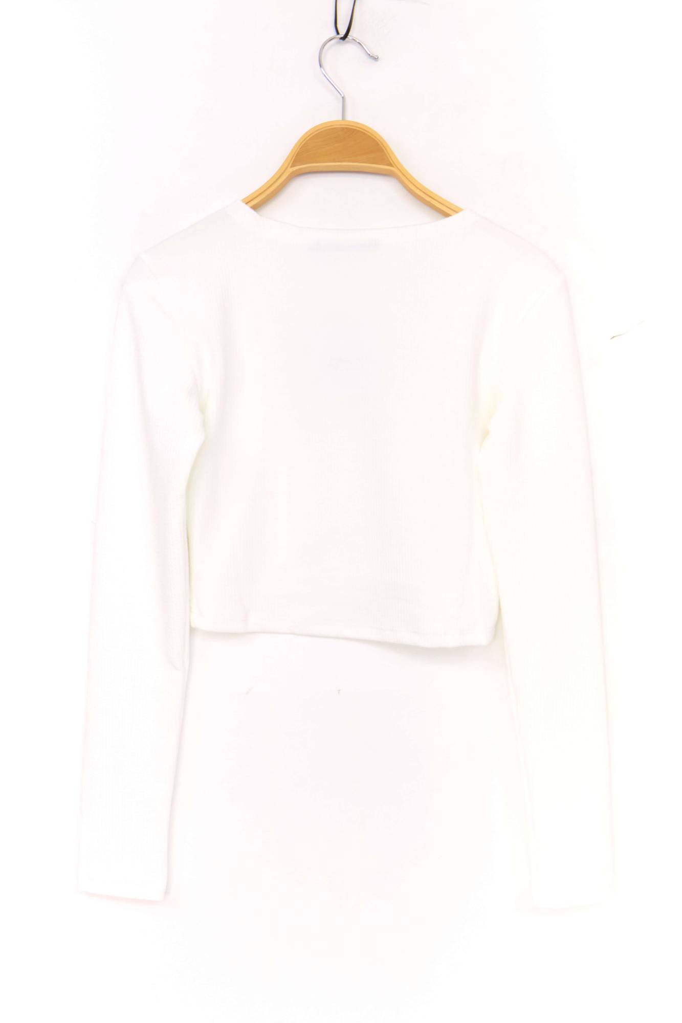 Long Sleeve Crop Top - White