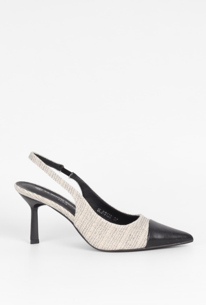 Pointed Slingback Pumps with Heel - Black