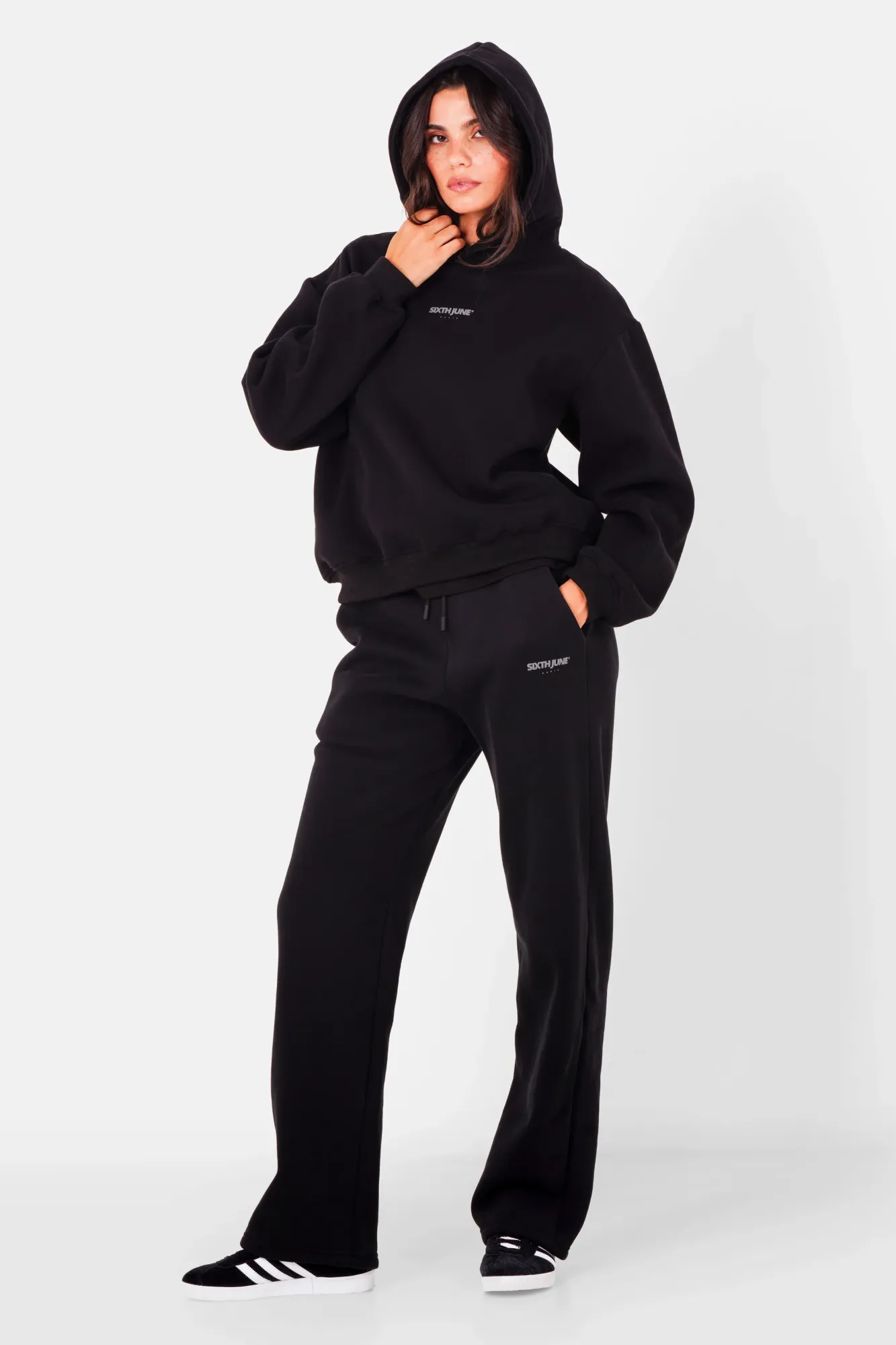 Sixth June Circle Text Print Sweatshirt - Black