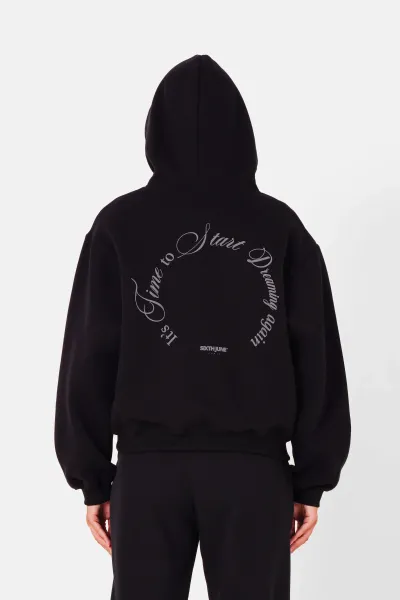 Sixth June Circle Text Print Sweatshirt - Black