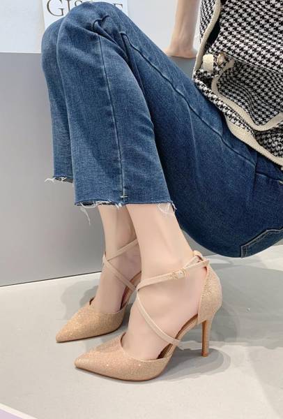 Shiny High Heels - Beige