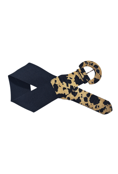 Animal Print Elastic Belt - Leopard
