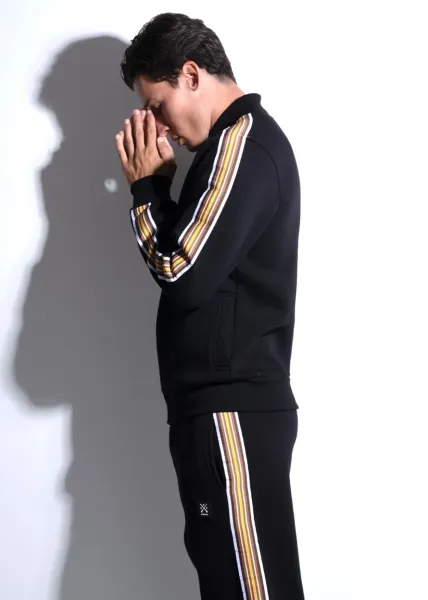 Vinyl Striped Tape Cardigan - Black