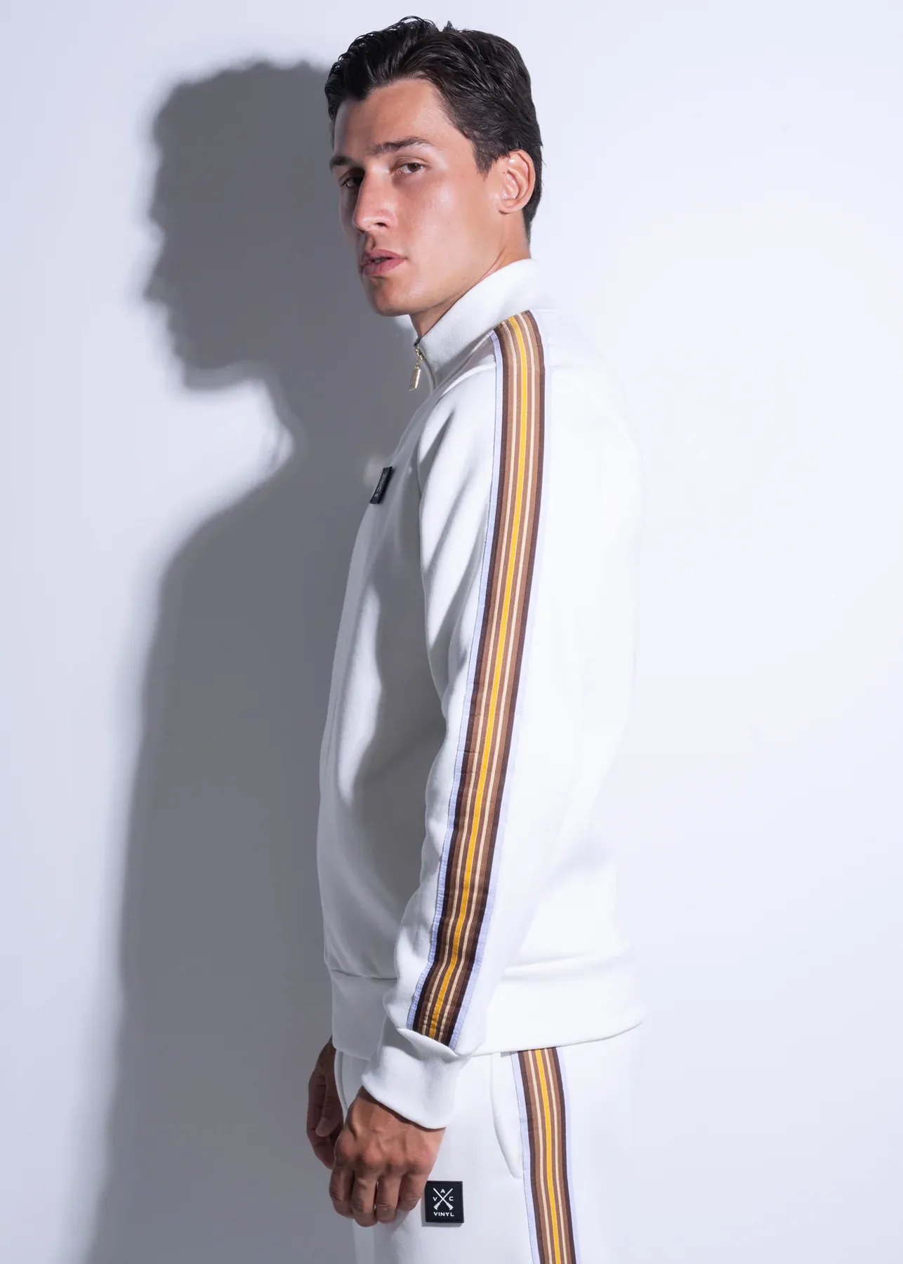 Vinyl Striped Tape Cardigan - White