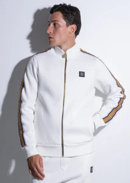 Vinyl Striped Tape Cardigan - White