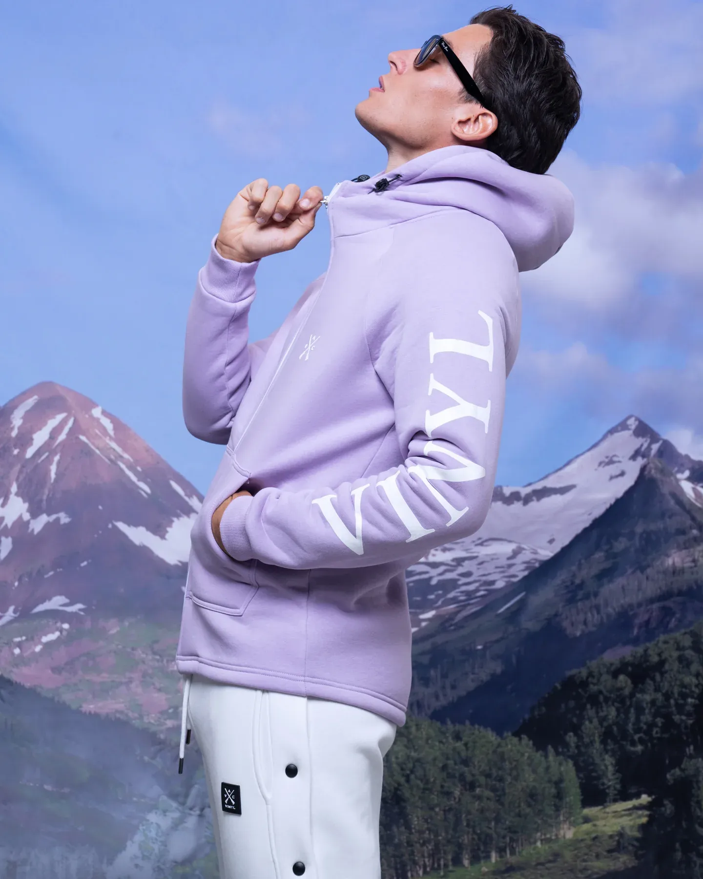 Vinyl Zip Through Hoodie - Lilac