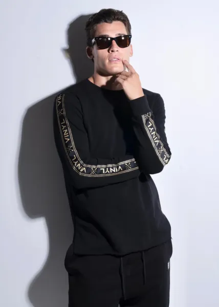 Vinyl Gold Tape Tee - Black