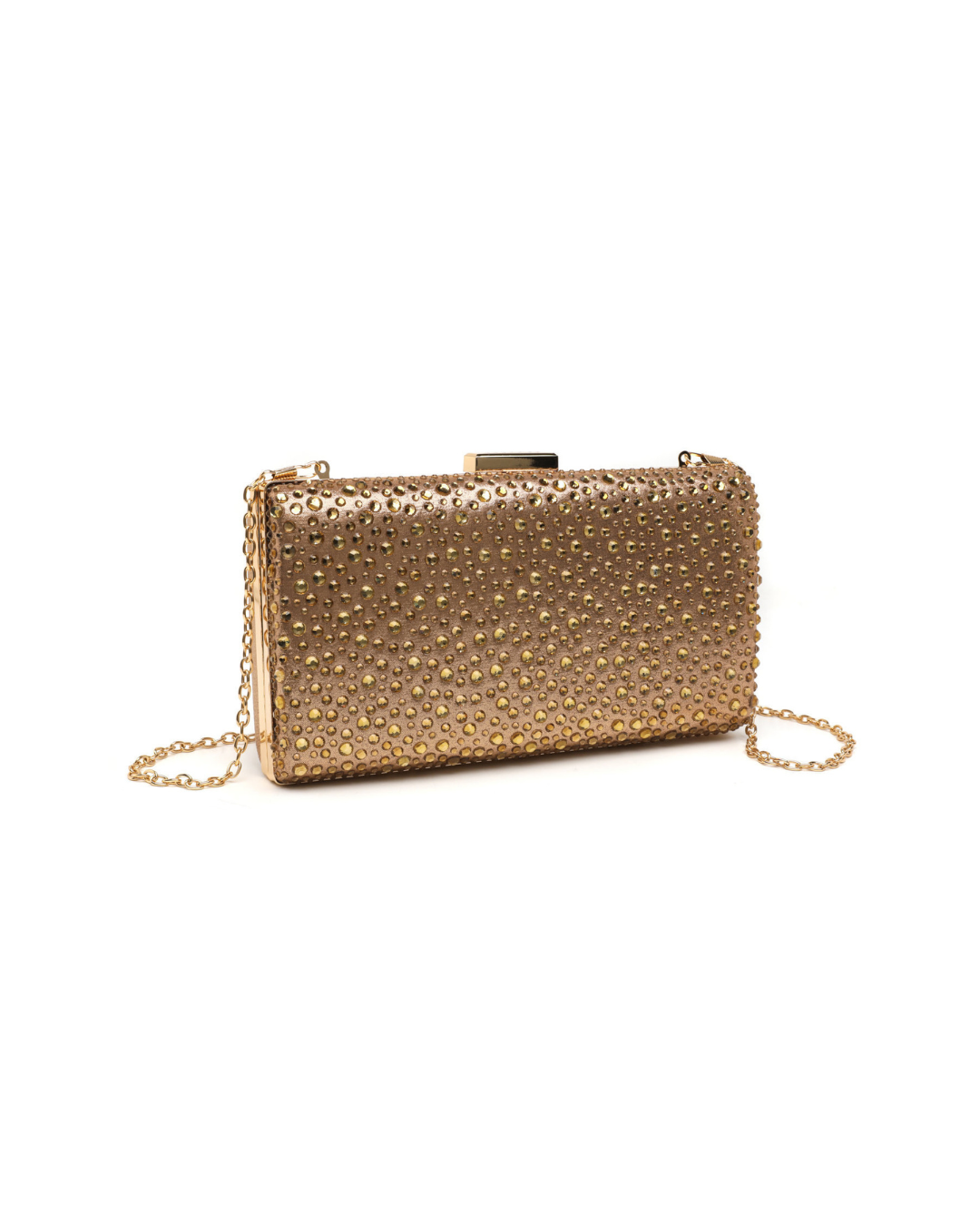 Rhinestone Embellished Clutch Bag - Gold
