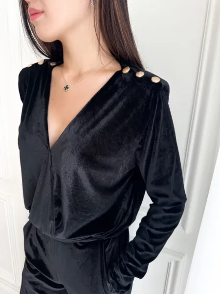 Velvet Bodysuit - Black