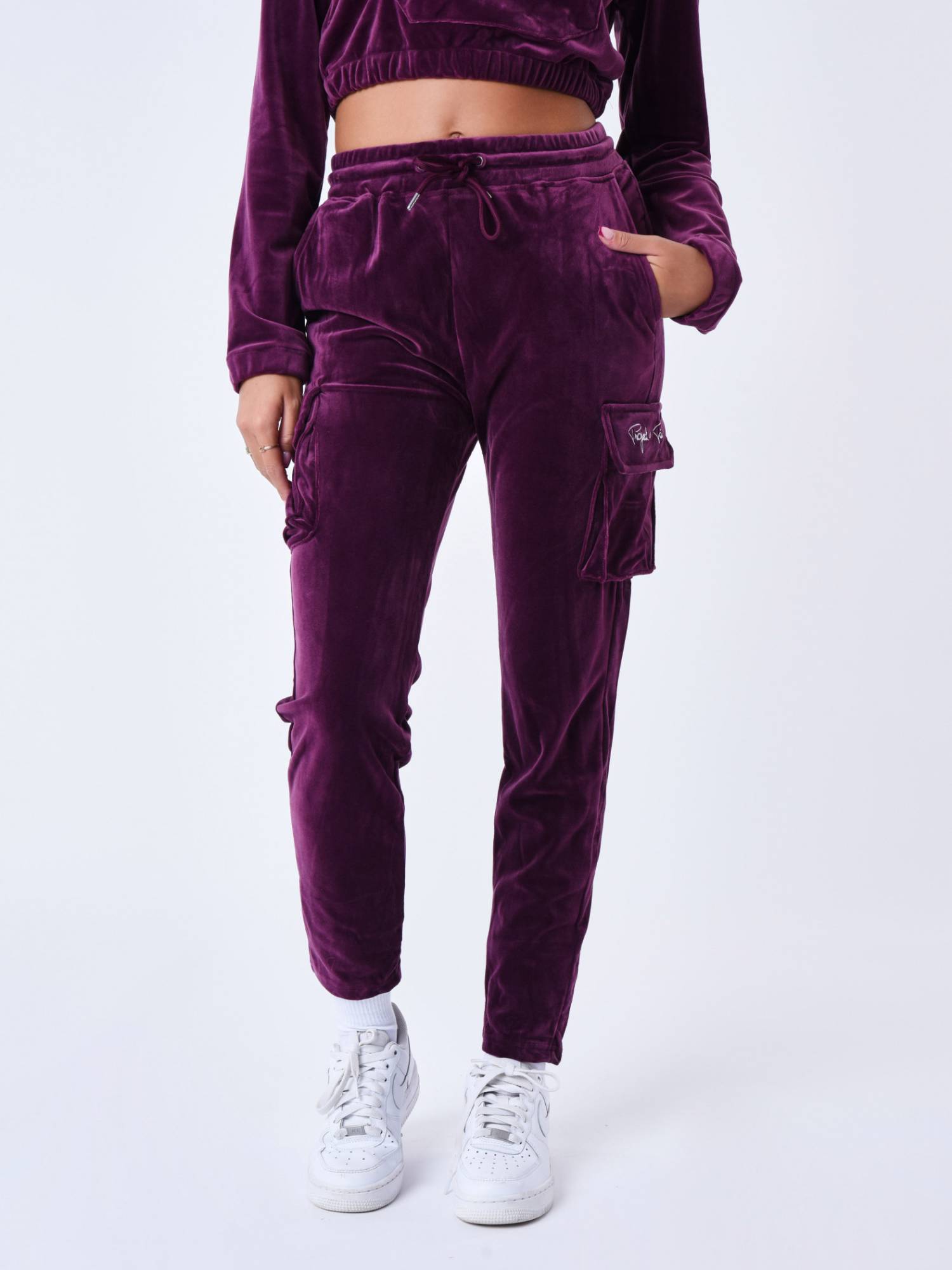 Project X Paris Velvet Signature Cargo Joggers - Bordeaux