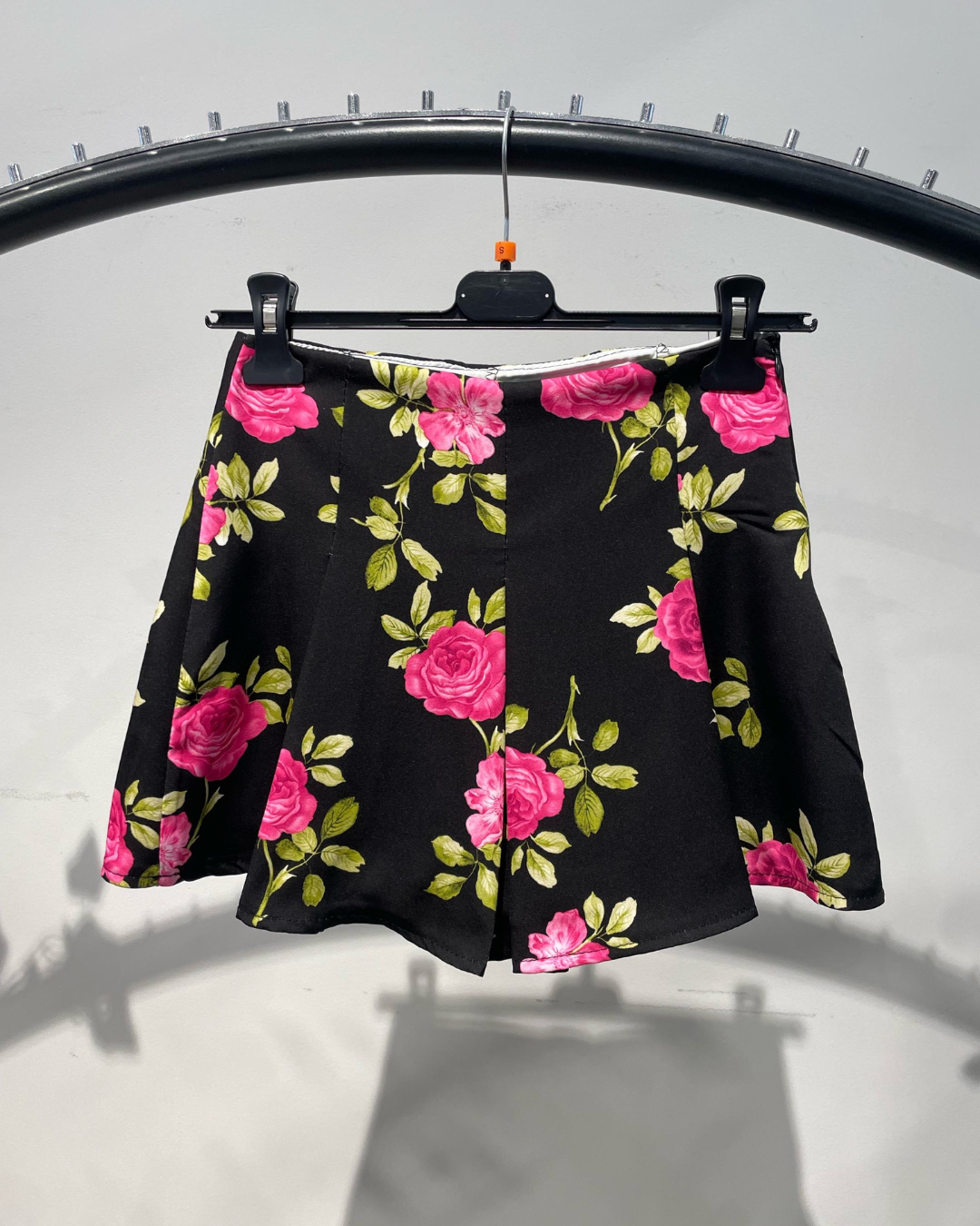 Floral Print Pleated Mini Skort - Black