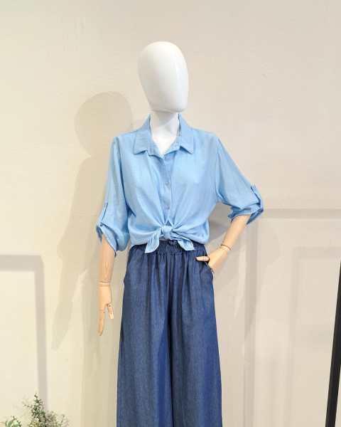 Tie Front Shirt - Sky Blue