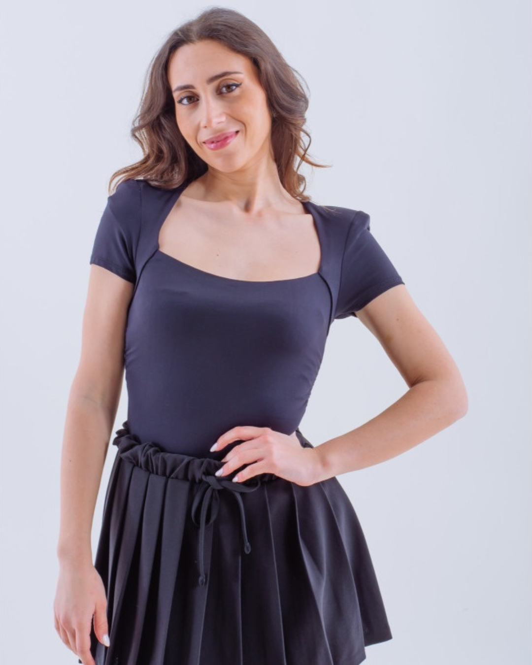 Square-Neck Bodysuit - Black