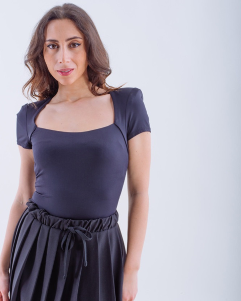 Square-Neck Bodysuit - Black