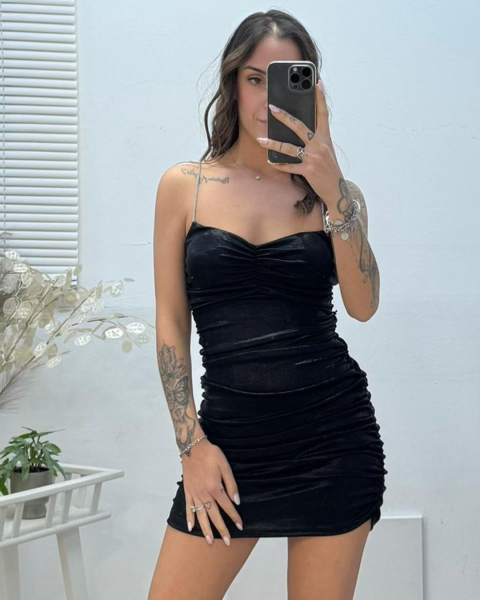 Metallic Mini Dress - Black