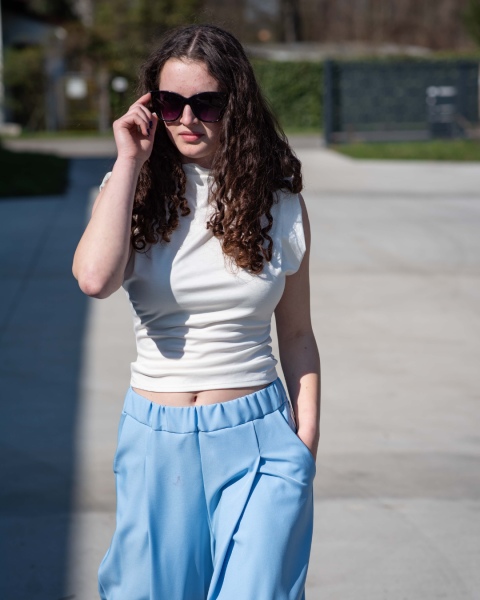 Padded Shoulders Top - White
