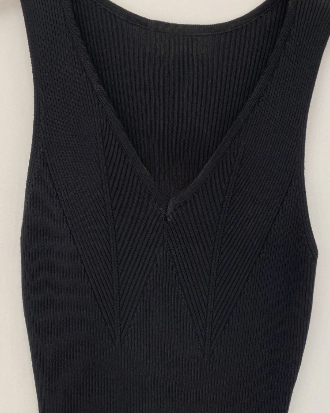 Ribbed Dress with Side Slit - Black