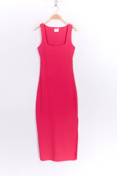 Square Neck Long Dress - Khaki