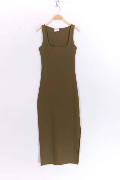 Square Neck Long Dress - Fuchsia
