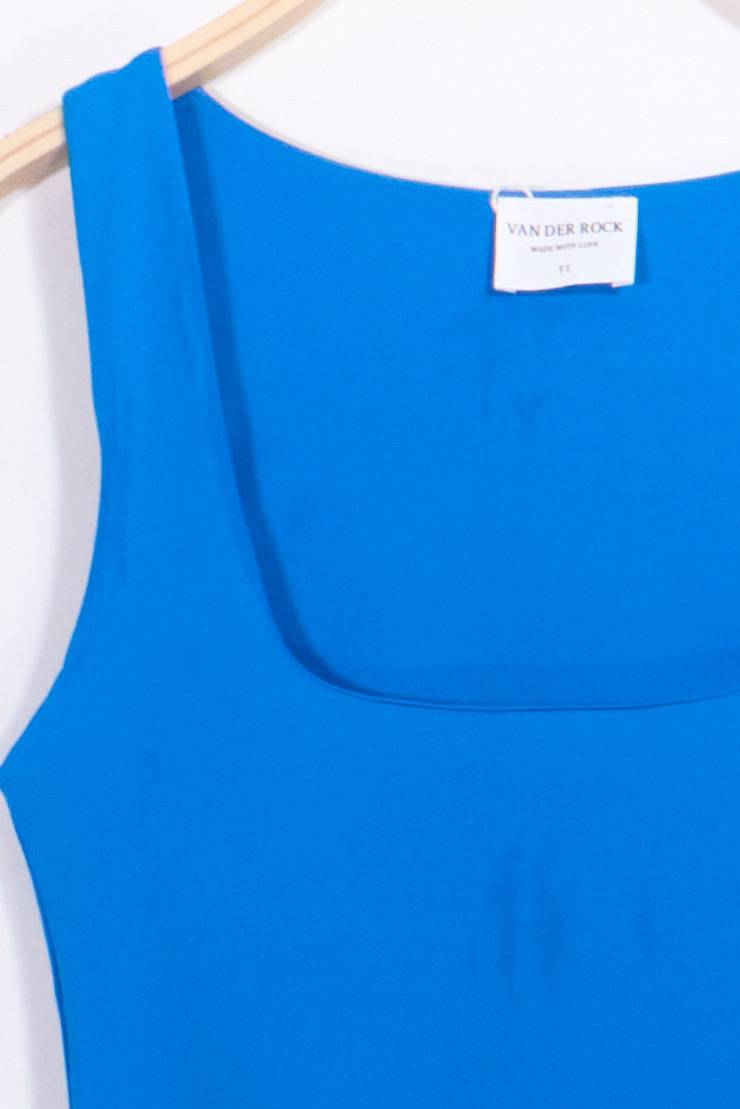 Square Neck Long Dress - Royal Blue