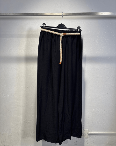 Wide-Leg Relaxed Fit Pants - Black