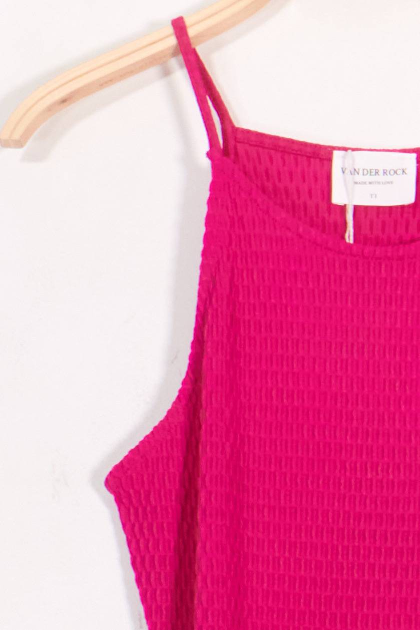 Long Stretch Textured Fabric Dress - Magenta