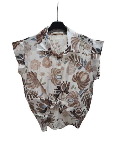 Floral Print Shirt - Brown