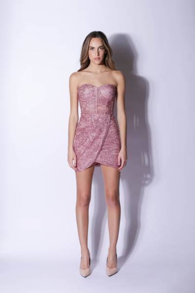 Glitter Bustier Mini Dress Alessandra - Pink