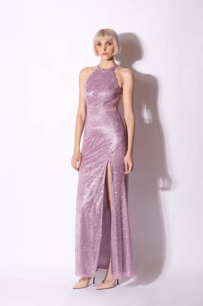 Long Glitter Dress Mila - Lilac
