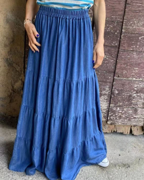 Denim Tencel Skirt - Blue