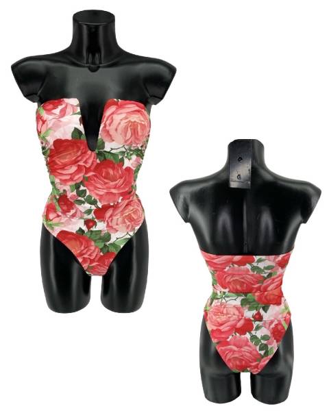 Floral Print Bodysuit - Red