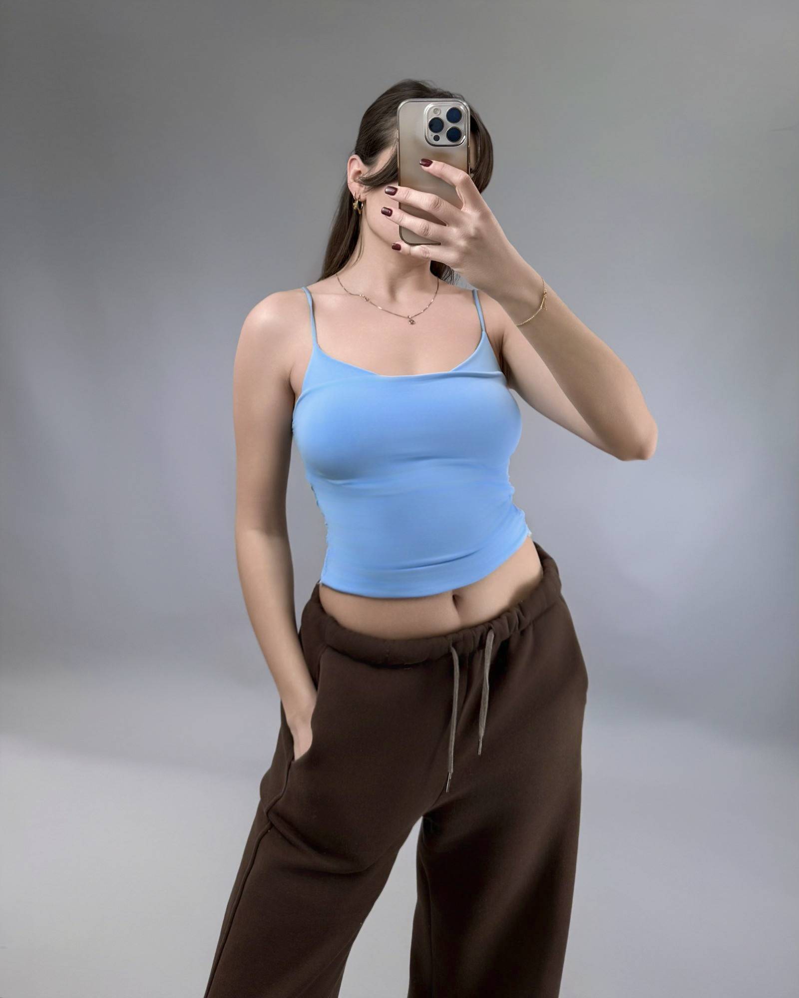 Spaghetti Strap Crop Top - Sky Blue