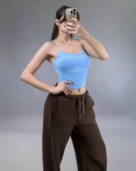 Spaghetti Strap Crop Top - Sky Blue