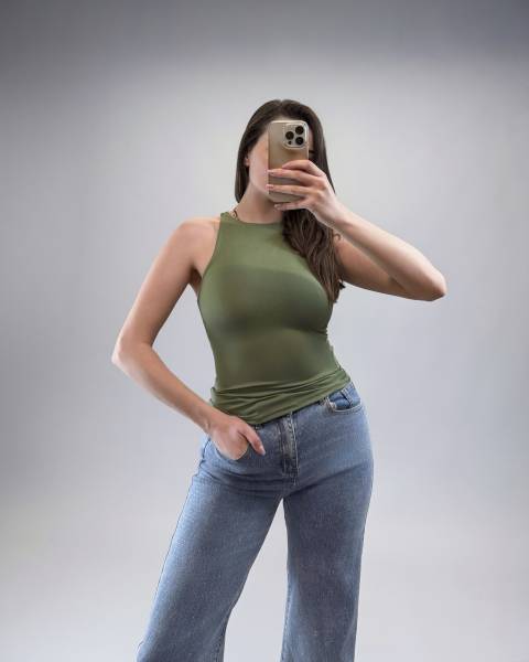 Fitted Tank Top - Khaki
