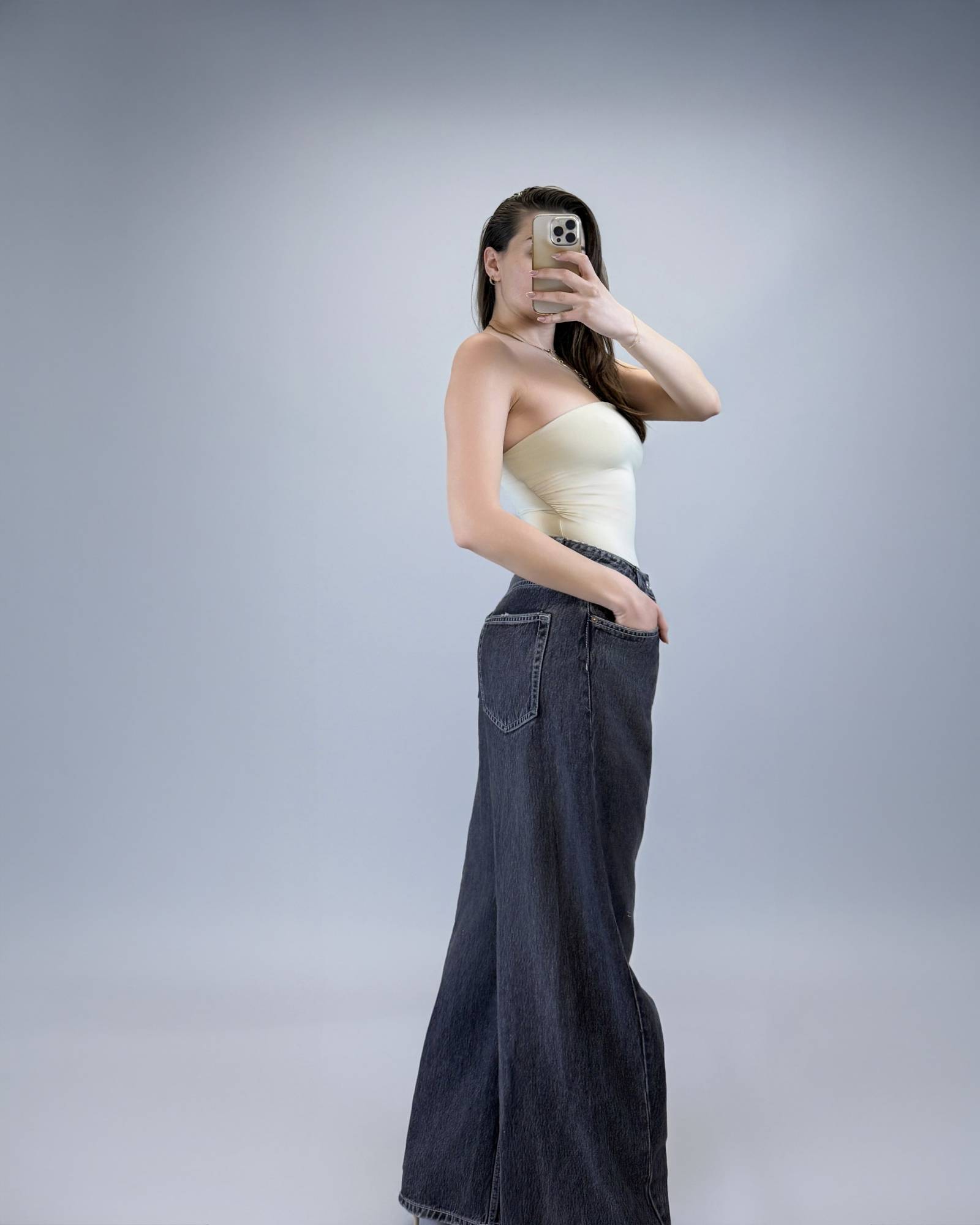 Strapless High-Cut Bodysuit - Beige