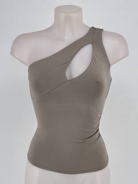 One-Shoulder Cutout Top - Brown