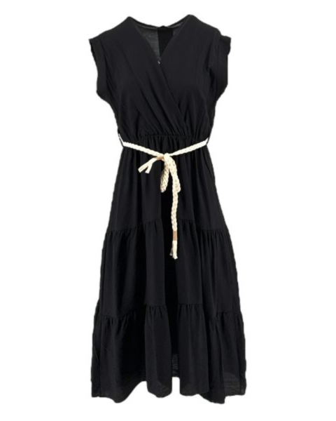 V-Neck Summer Dress - Black