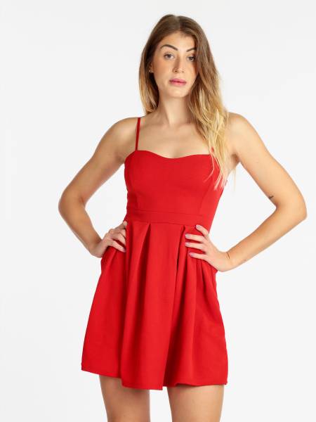 Sweetheart Neckline Dress - Red