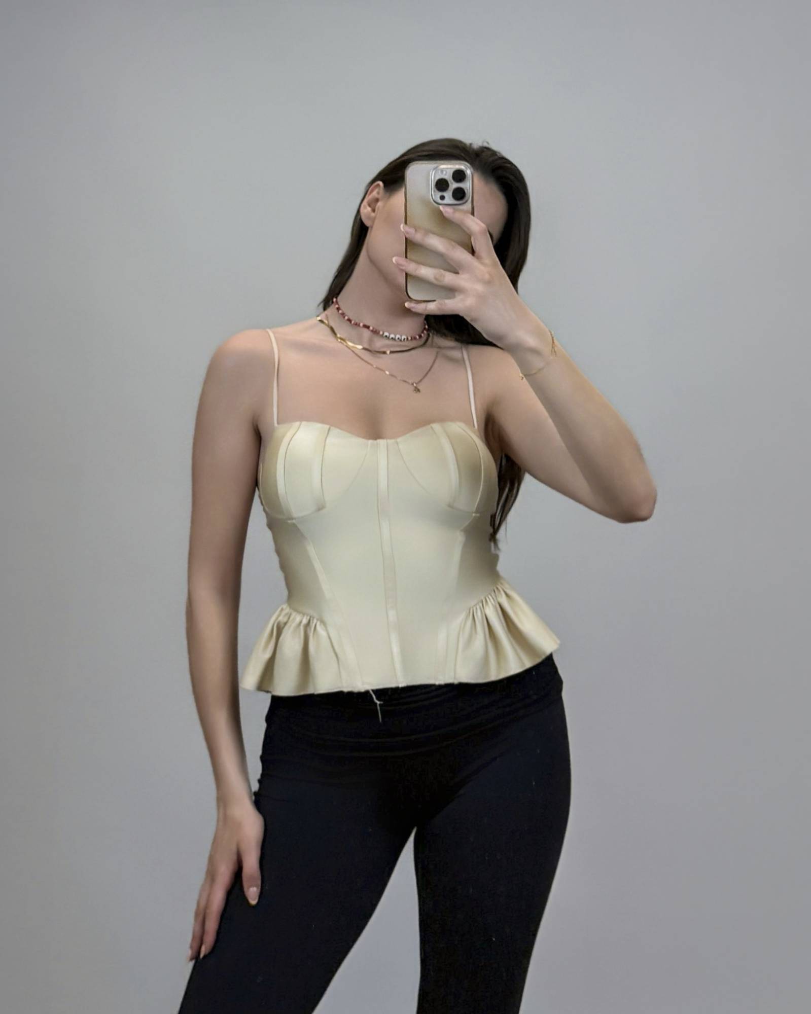 Corset Style Top - Beige