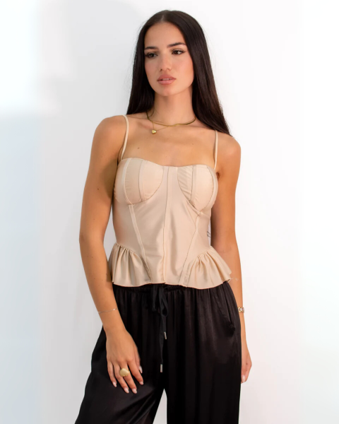 Corset Style Top - Beige
