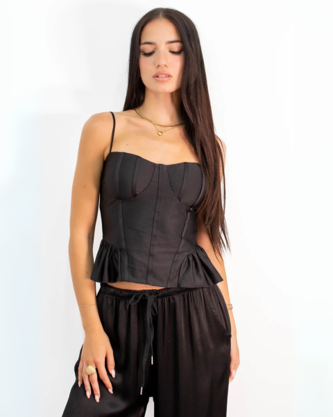 Corset Style Top - Black