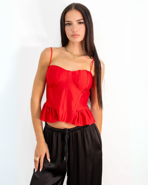 Corset Style Top - Red