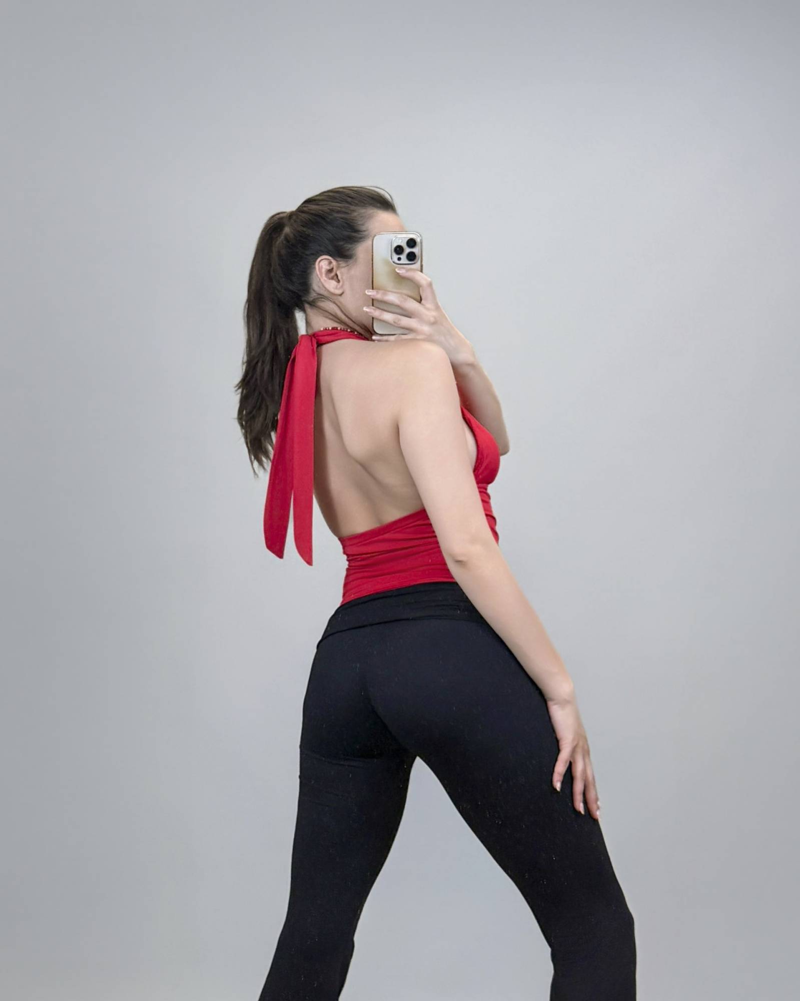 Halter Neck Tie Back Crop Top - Red