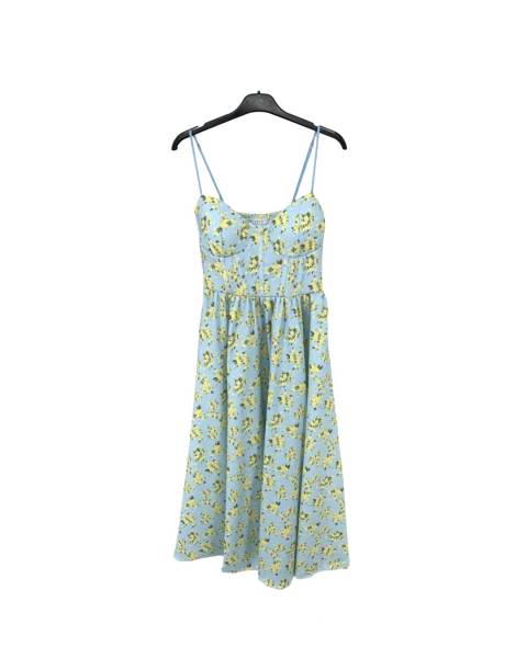 Floral Spaghetti Strap Midi Dress - Sky Blue