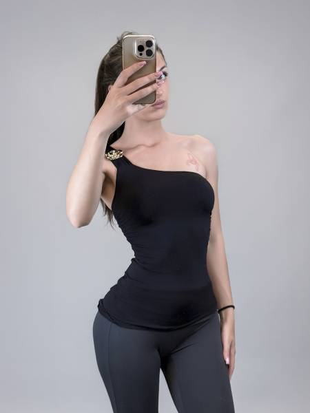 One Shoulder Crop Top - Black