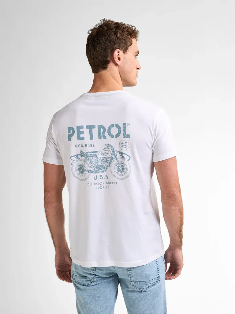 Petrol Back Print T-shirt Wayfrontstone - White