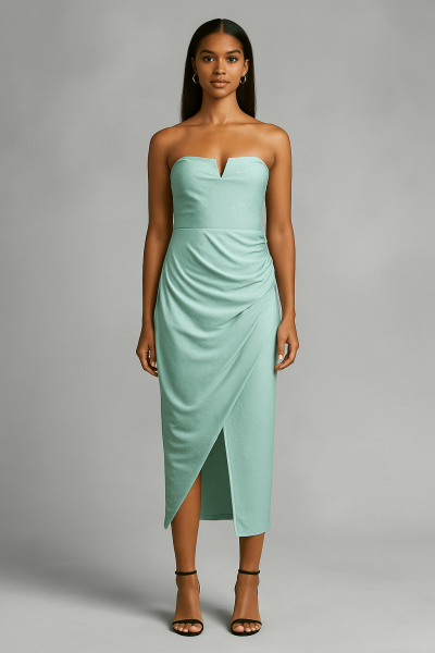 Rhinestones Bandeau Dress - Mint